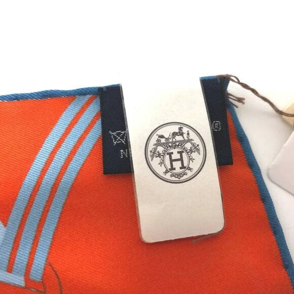 HERMES Pochette 45 Correspondance Carre45 Handkerchiefs Towels Scarf Unused - Picture 5 of 6